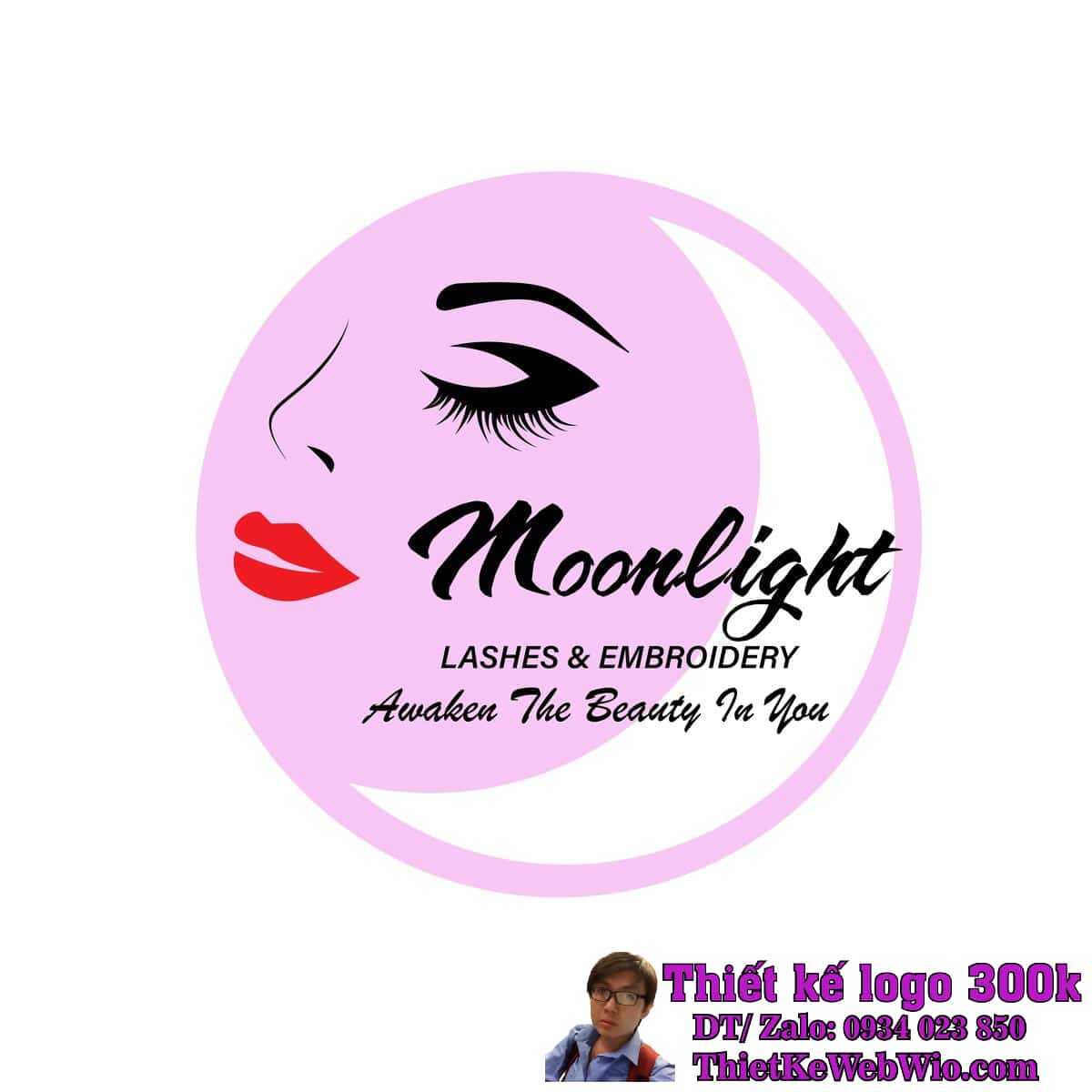 Thiết kế logo Lashes & Embroidery Moonlight Beauty Thiết kế logo Lashes & Embroidery Moonlight Beauty