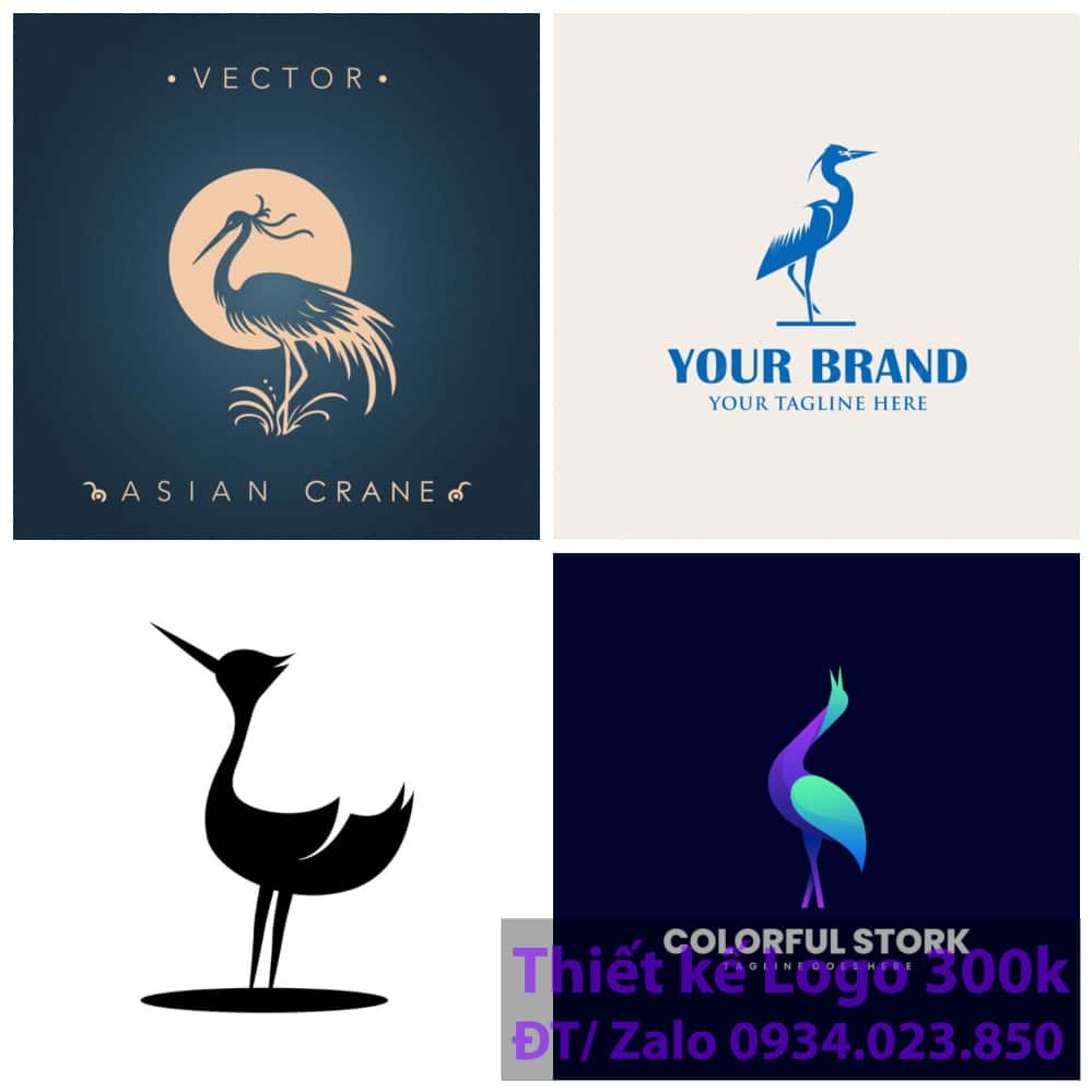 Thiết kế logo con chim hạc Thiết kế logo con chim hạc
