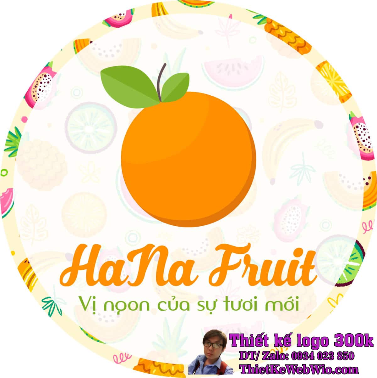 Thiết kế logo cửa hàng trái cây HaNa Fruit Thiết kế logo cửa hàng trái cây HaNa Fruit