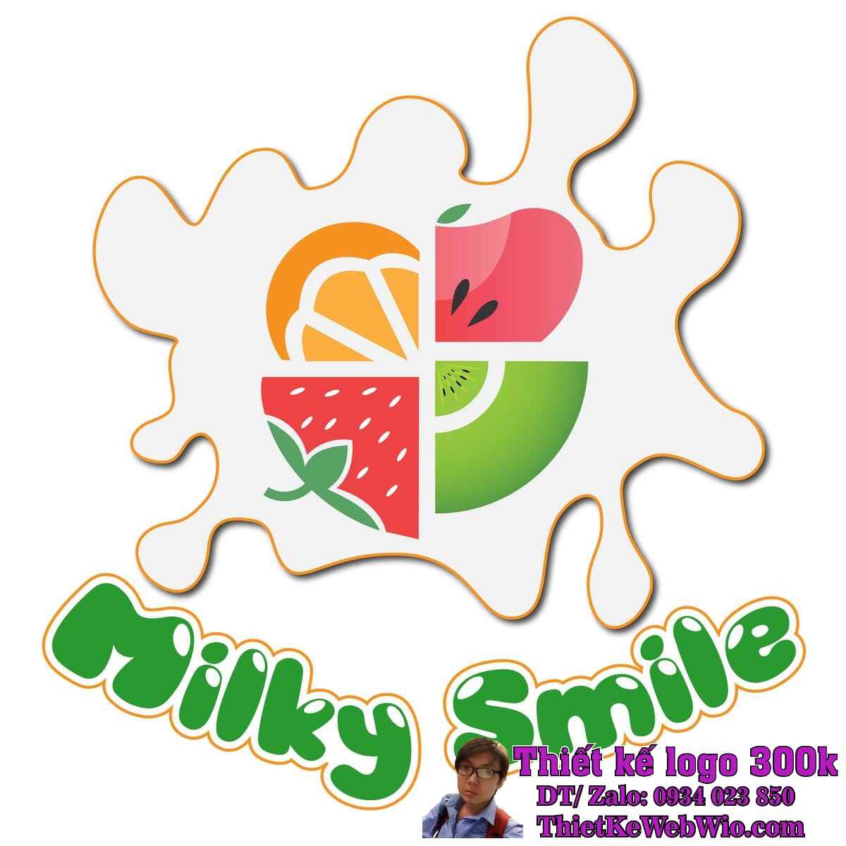 Thiết kế logo sữa trái cây Milky Smile Thiết kế logo sữa trái cây Milky Smile