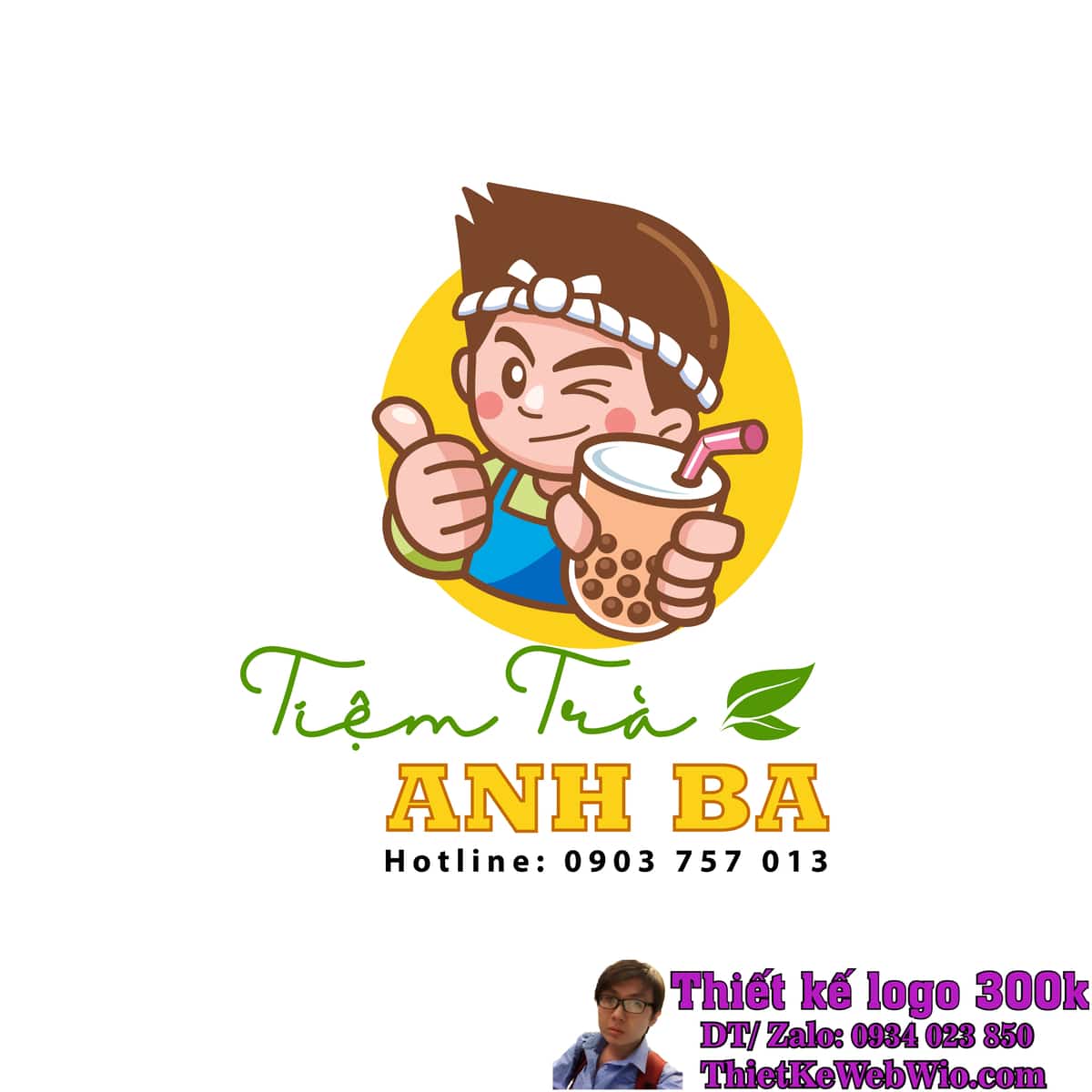 Thiết kế logo trà sữa Tiệm Trà Anh Ba Thiết kế logo trà sữa Tiệm Trà Anh Ba