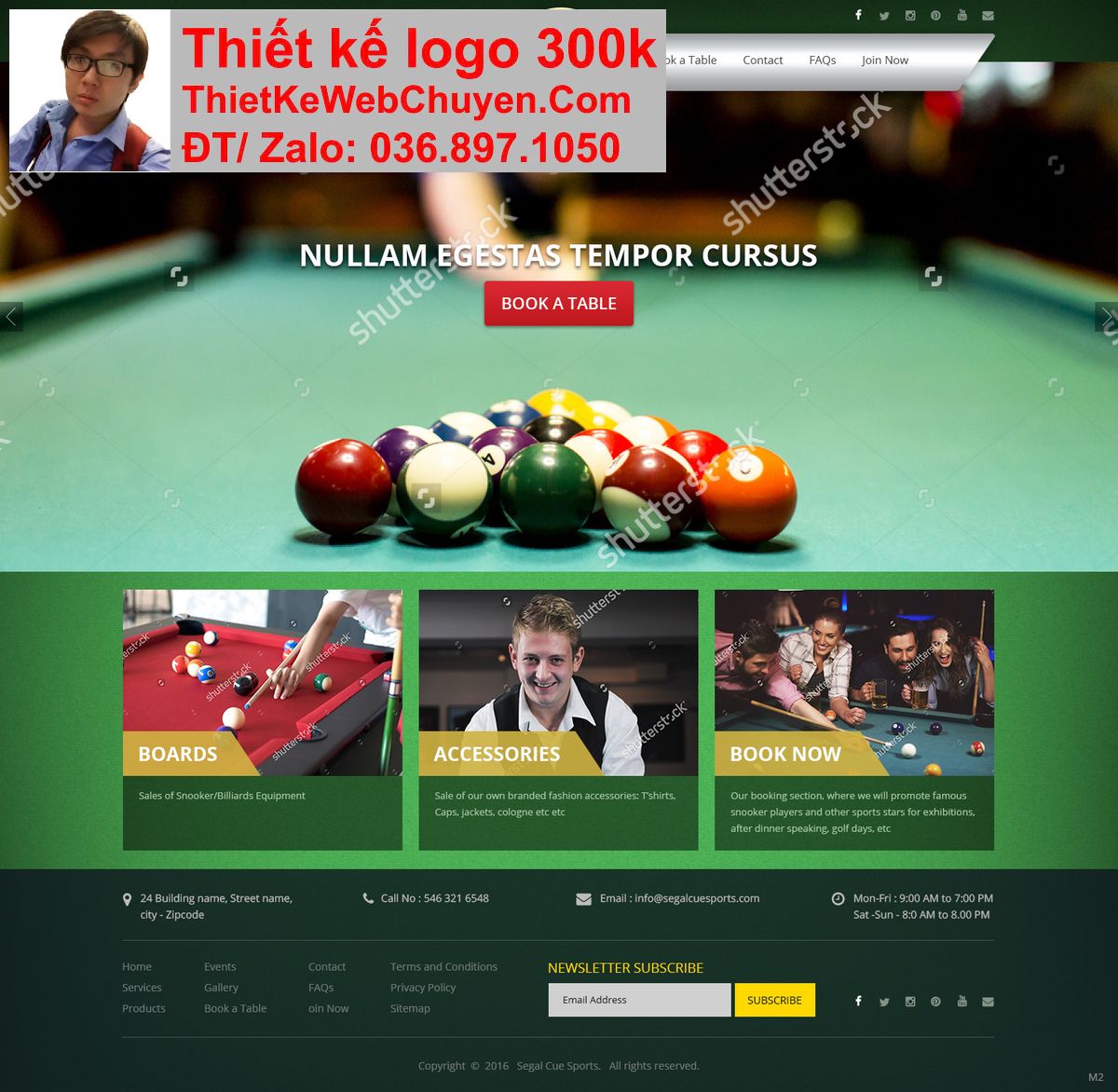 Thiết kế web CLB quán bida billiard chuyên nghiệp Thiết kế web CLB quán bida billiard chuyên nghiệp