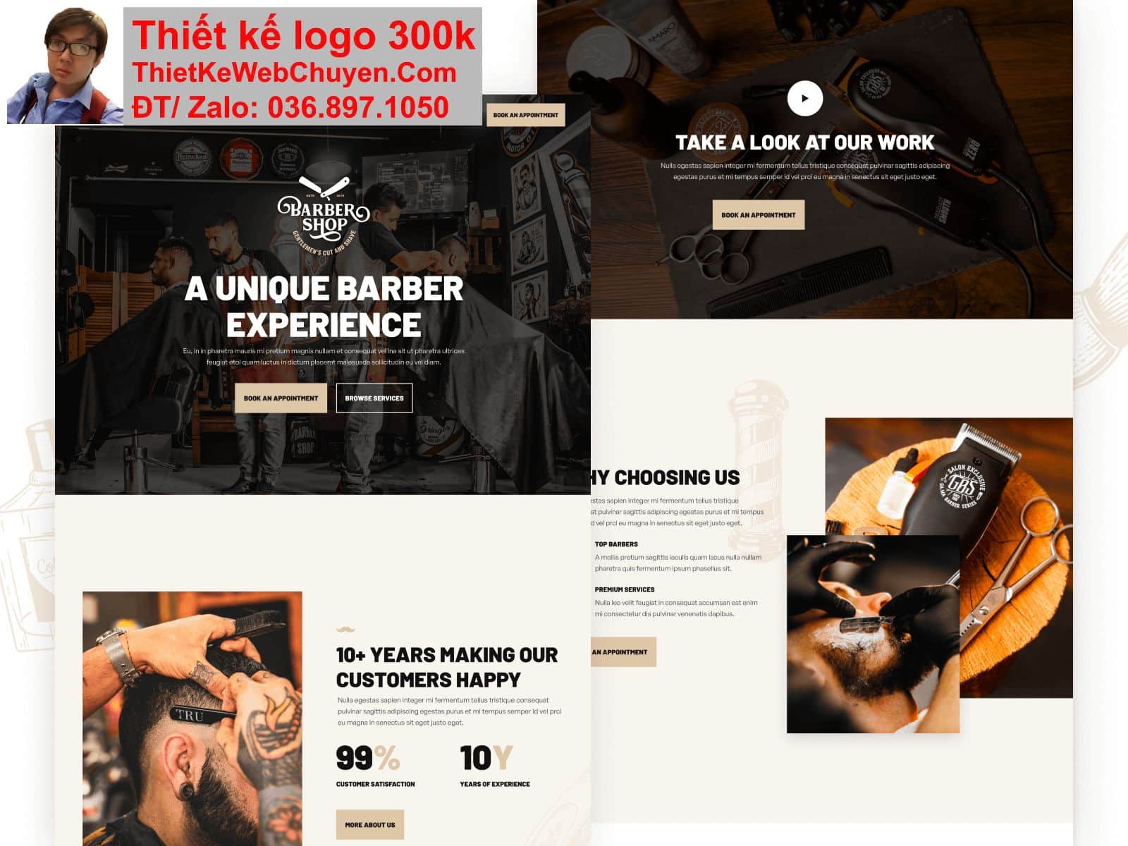 Thiết kế web cắt tóc barber shop chuyên nghiệp Thiết kế web cắt tóc barber shop chuyên nghiệp