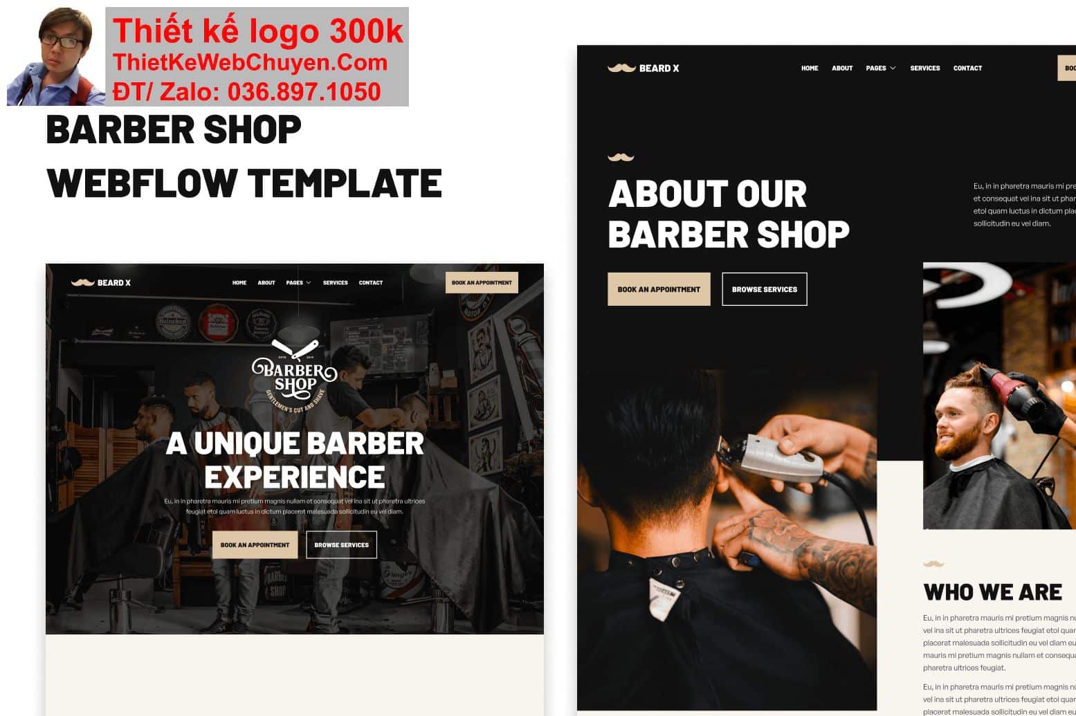 Thiết kế web cắt tóc barber shop chuyên nghiệp Thiết kế web cắt tóc barber shop chuyên nghiệp
