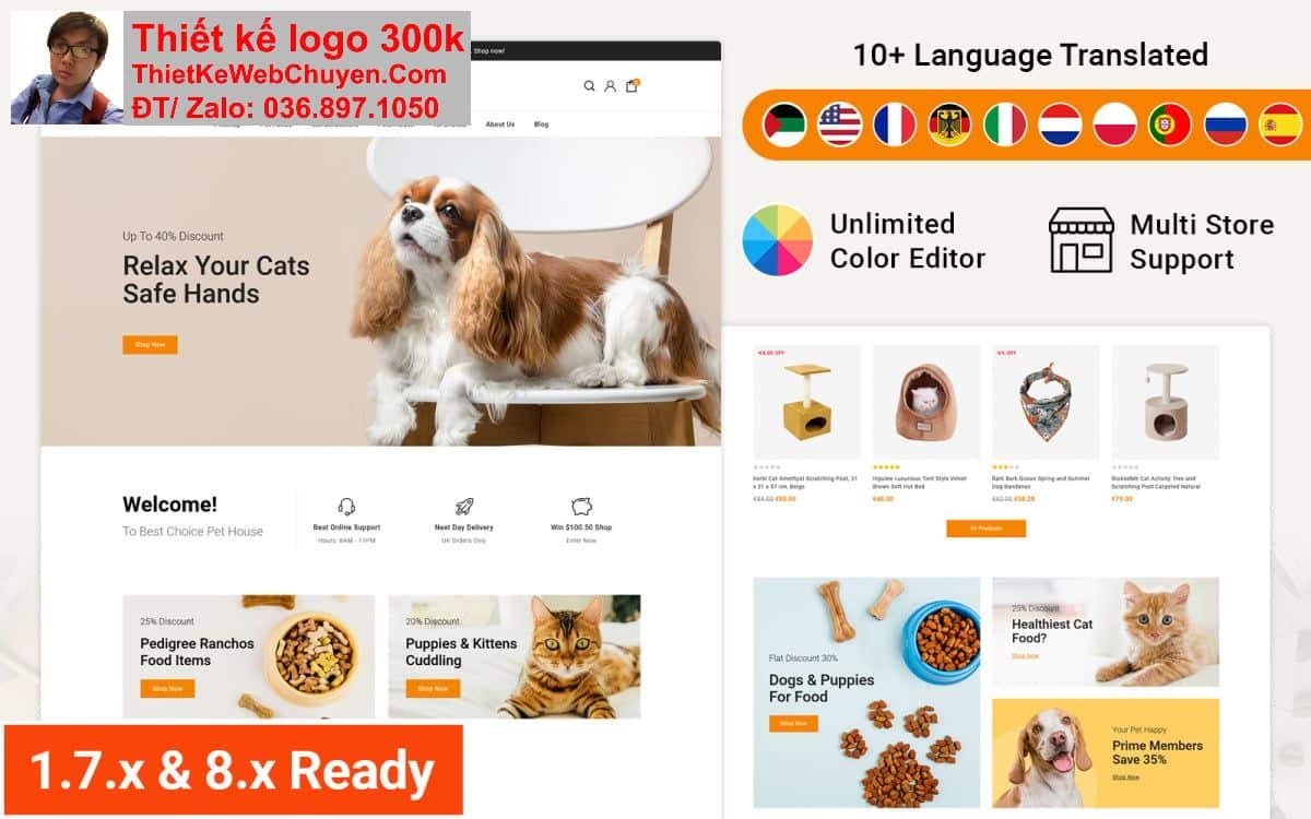 Thiết kế web chăm sóc thú cưng pet chuyên nghiệp Thiết kế web chăm sóc thú cưng pet chuyên nghiệp