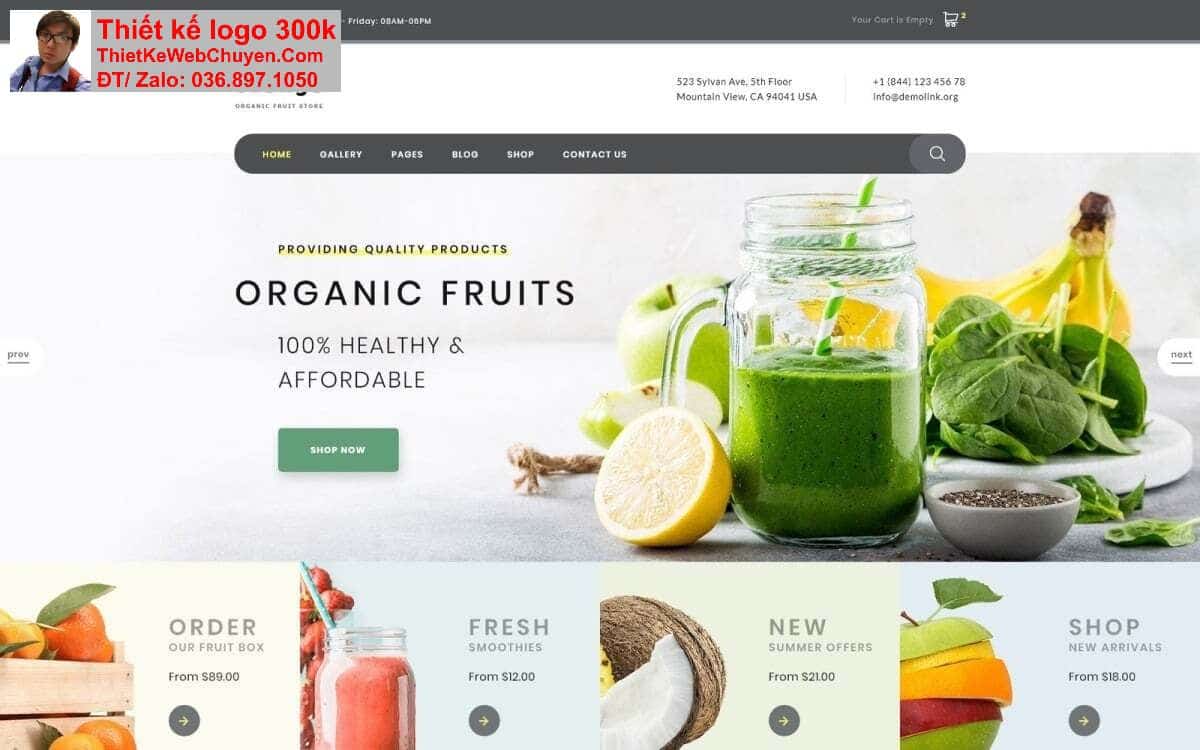 Thiết kế web cửa hàng trái cây tươi chuyên nghiệp Thiết kế web cửa hàng trái cây tươi chuyên nghiệp
