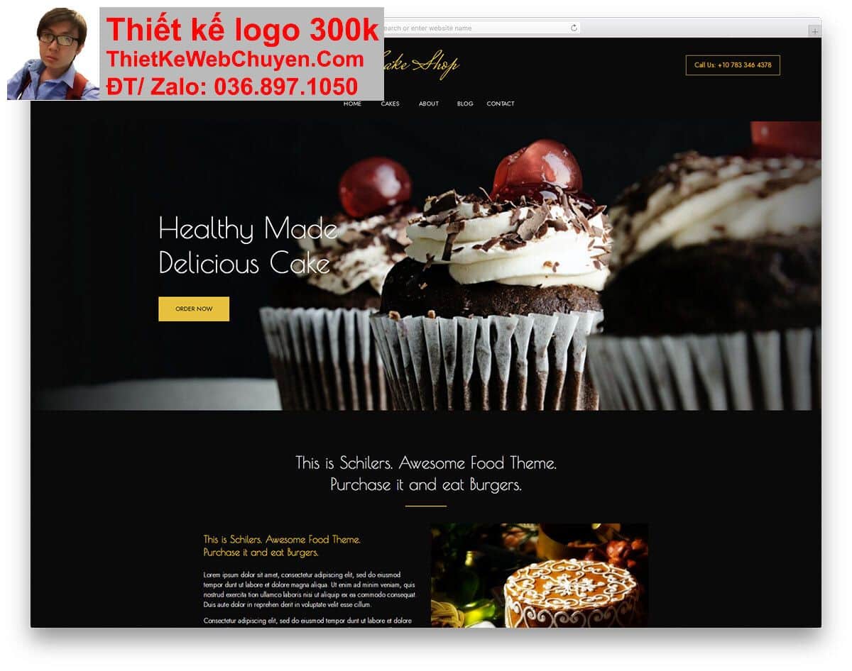 Thiết kế web tiệm bánh kem chuyên nghiệp Thiết kế web tiệm bánh kem chuyên nghiệp