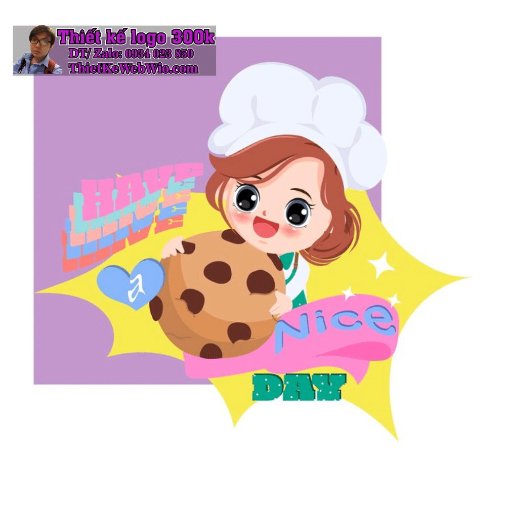 Vẽ chibi bé gái đầu bếp dễ thương, mặc đồng phục trắng và xanh, tóc ngắn, màu nâu, cầm bánh quy để thiết kế logo Vẽ chibi bé gái đầu bếp dễ thương, mặc đồng phục trắng và xanh, tóc ngắn, màu nâu, cầm bánh quy để thiết kế logo