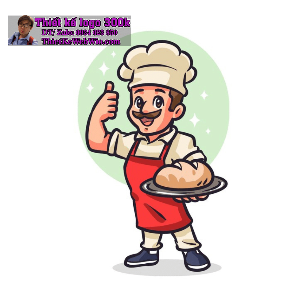 Vẽ chibi bé trai đầu bếp hạnh phúc, mặc đồng phục trắng, tạp dề đỏ và mũ đầu bếp, đang cầm bánh để thiết kế logo Vẽ chibi bé trai đầu bếp hạnh phúc, mặc đồng phục trắng, tạp dề đỏ và mũ đầu bếp, đang cầm bánh để thiết kế logo