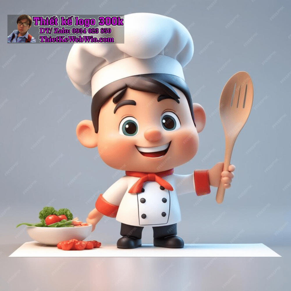 Vẽ chibi cậu bé đầu bếp dễ thương, tóc nâu, mặc đồng phục trắng đang vui vẻ chuẩn bị món ăn để thiết kế logo Vẽ chibi cậu bé đầu bếp dễ thương, tóc nâu, mặc đồng phục trắng đang vui vẻ chuẩn bị món ăn để thiết kế logo