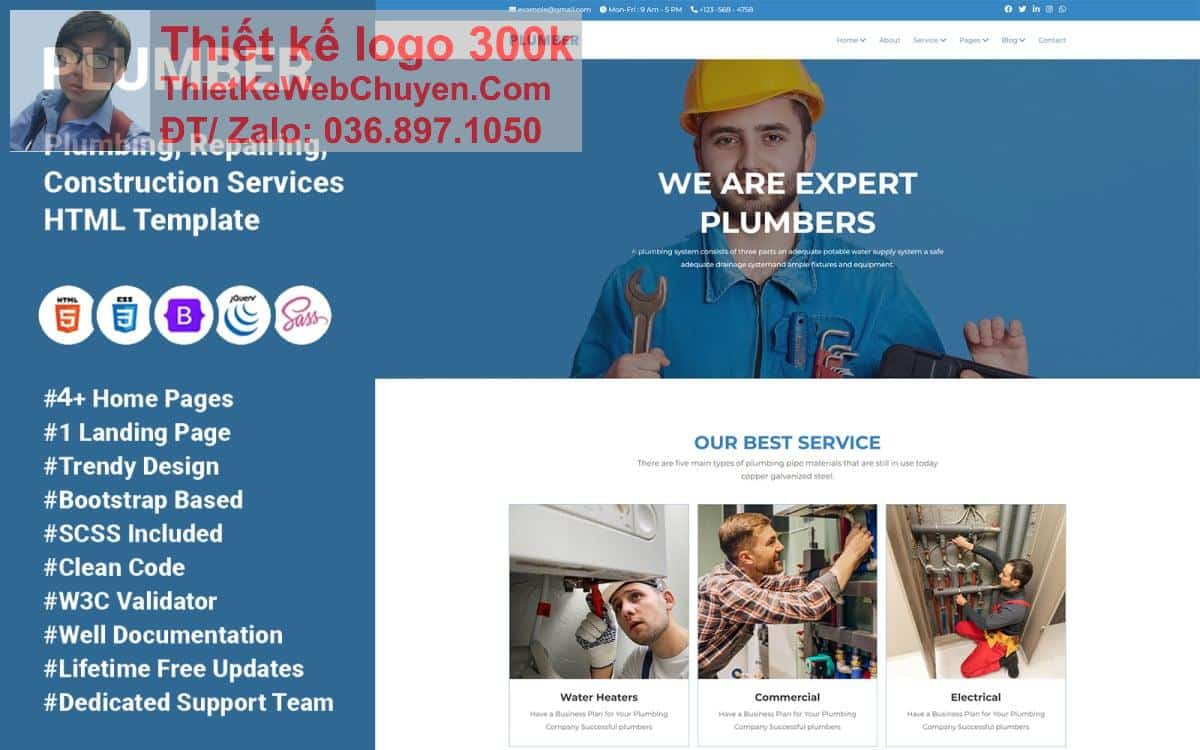Thiết kế web dịch vụ sữa chữa điện nước chuyên nghiệp Thiết kế web dịch vụ sữa chữa điện nước chuyên nghiệp