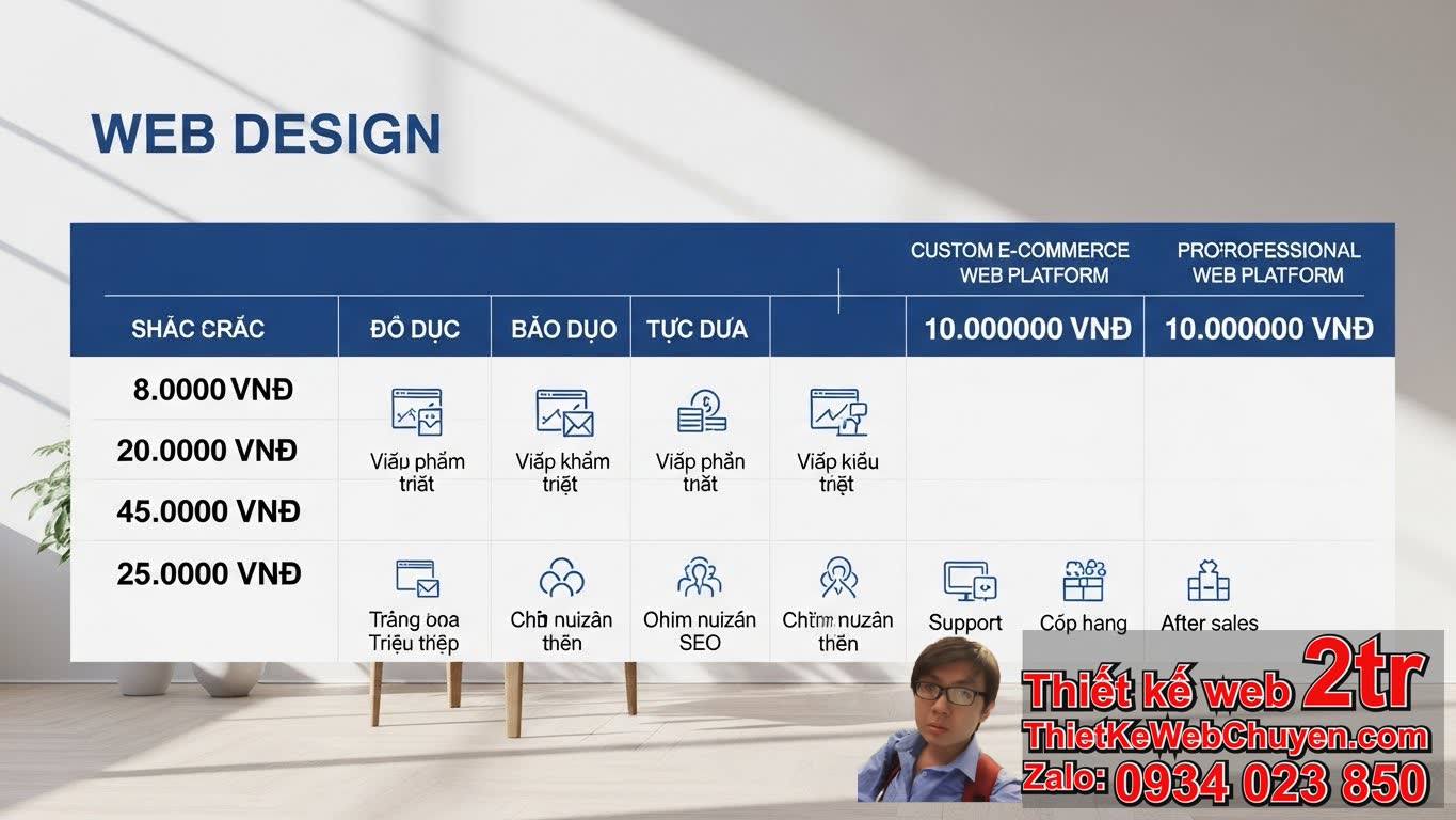 1. Bảng Giá Thiết Kế Web Thường Gặp Bao Gồm Những Gì?