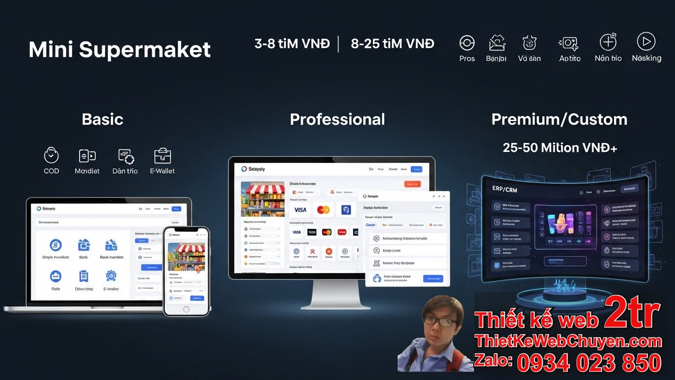 1. Thiết kế web siêu thị mini bao nhiêu tiền? Tổng quan các gói dịch vụ phổ biến