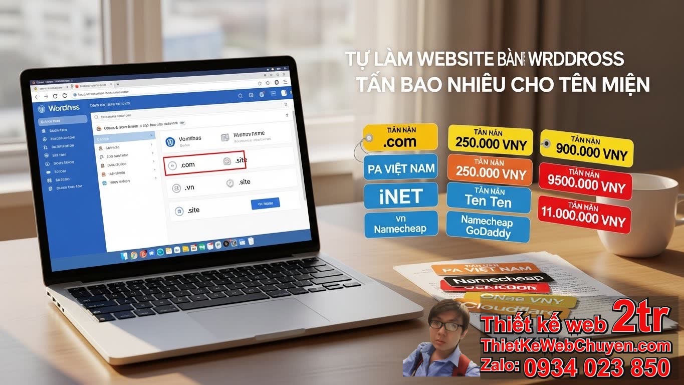 1. Tự làm website bằng WordPress tốn bao nhiêu cho tên miền (Domain Name)?