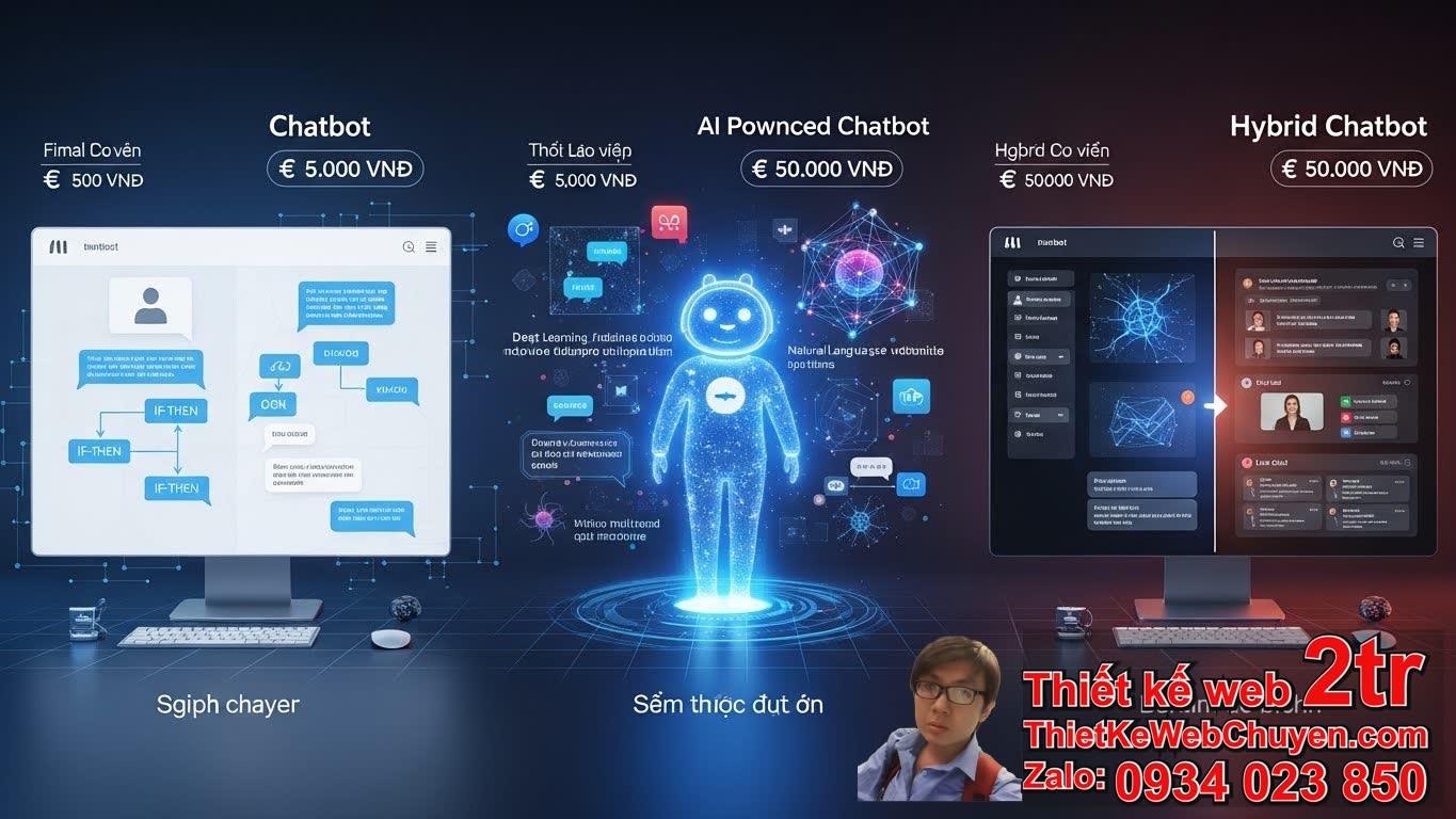 2. Chi phí thiết kế web có chatbot bao nhiêu tiền theo các loại hình chatbot phổ
biến?
