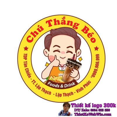 Thiết Kế Logo Ăn Vặt Chú Thắng Béo