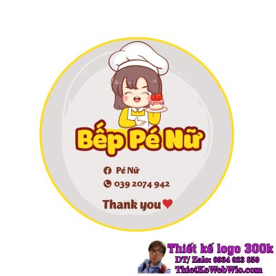 Thiết Kế Logo Bán Đồ Ăn Online Bếp Pé Nữ