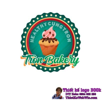 Thiết Kế Logo Bánh Ngọt Ăn Kiêng Tròn Bakery