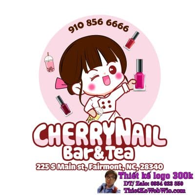 Thiết Kế Logo Bar & Tea Chibi Cherry Nail