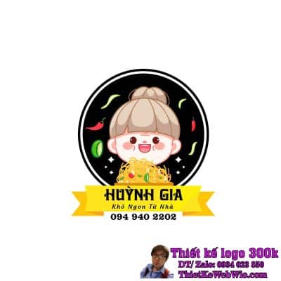 Thiết Kế Logo Đồ Ăn Khô Huỳnh Gia