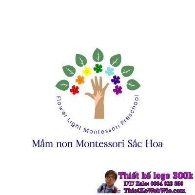 Thiết Kế Logo Giáo Dục Mầm Non Montessori Sắc Hoa
