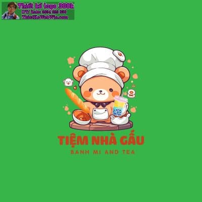 Thiết kế logo Bánh Mì And Tea Tiệm Nhà Gấu