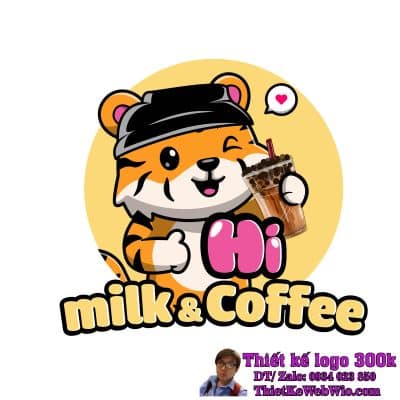 Thiết kế logo Chibi cafe takeaway Hi Milk & Coffee