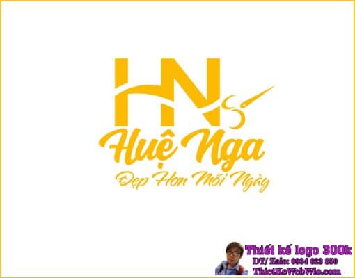 Thiết kế logo Salon tóc và mi móng HNs (Huệ Nga)