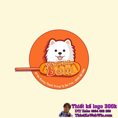 Thiết kế logo ăn vặt Cá viên chiên Bom