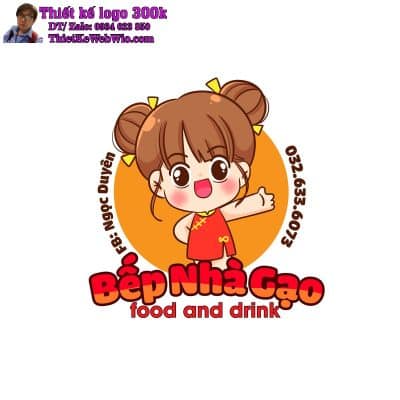 Thiết kế logo ăn vặt trà sữa Bếp Nhà Gạo (1)