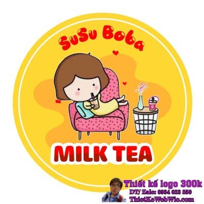 Thiết kế logo chibi trà sữa Susu Boba