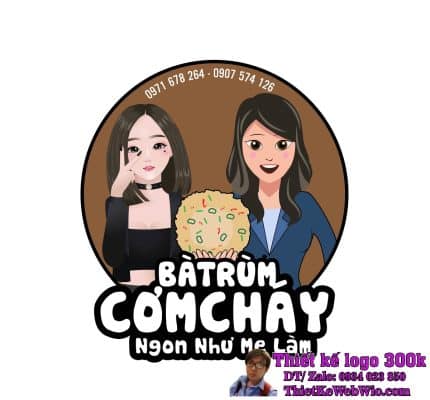 Thiết kế logo đồ ăn vặt Bà Trùm Cơm Cháy