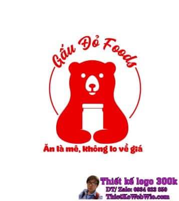 Thiết kế logo đồ ăn vặt Gấu Đỏ Foods