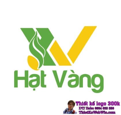 Thiết kế logo lúa gạo HV Hạt Vàng