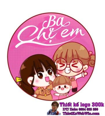 Thiết kế logo quán ăn vặt Ba Chị Em