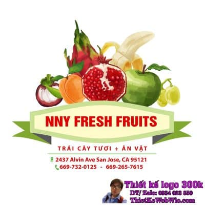 Thiết kế logo trái cây và ăn vặt NNY Fresh Fruits