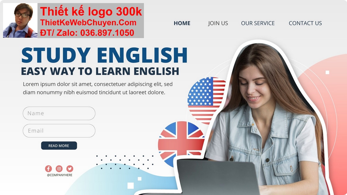 Thiết kế web trung tâm tiếng anh chuyên nghiệp