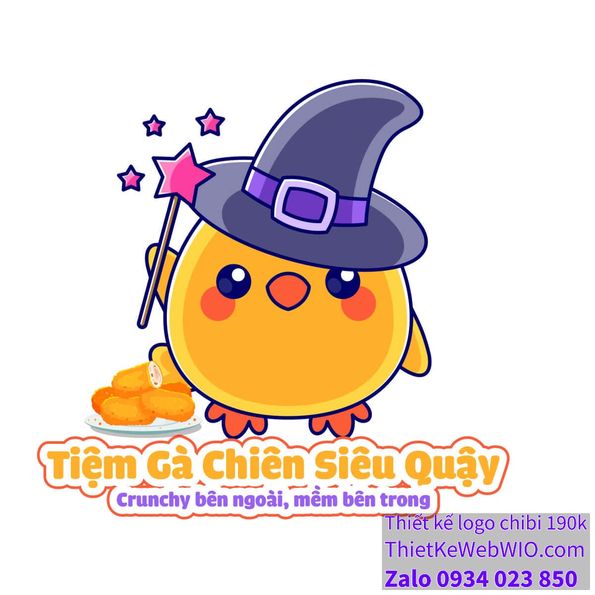 Vẽ chibi chú gà con đội mũ xanh cầm ngôi sao bán gà chiên để thiết kế ...