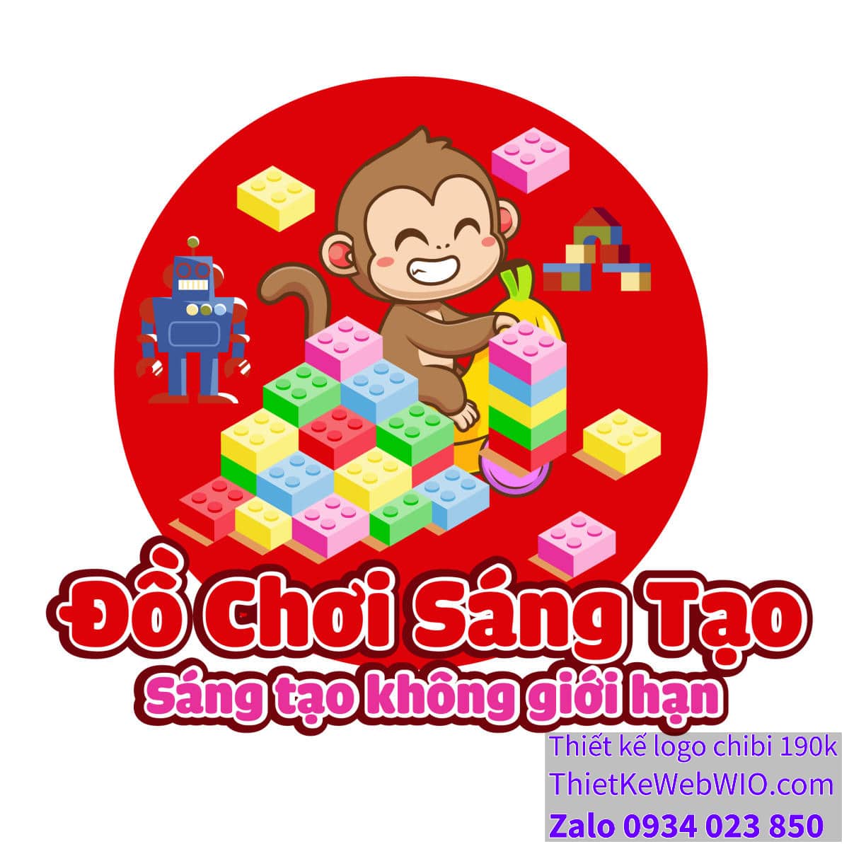 Vẽ chibi chú khỉ chơi trò chơi sáng tạo để thiết kế logo - WIO