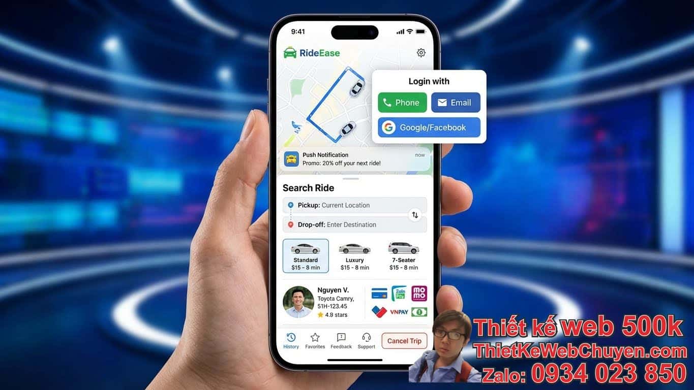 App Dịch vụ Taxi dành cho Khách hàng cần có những gì? App Dịch vụ Taxi dành cho Khách hàng cần có những gì?