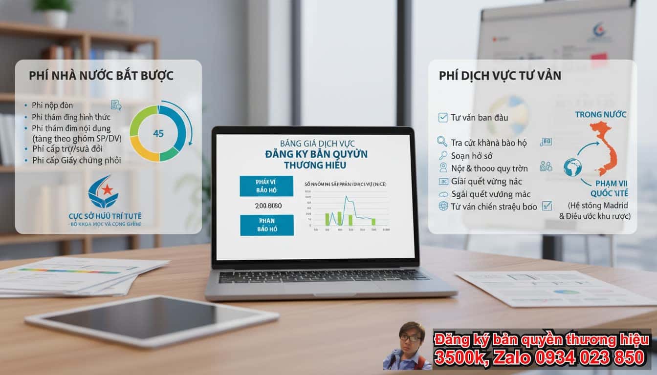 Bảng giá dịch vụ đăng ký bản quyền thương hiệu: Yếu tố nào ảnh hưởng đến chi
phí?