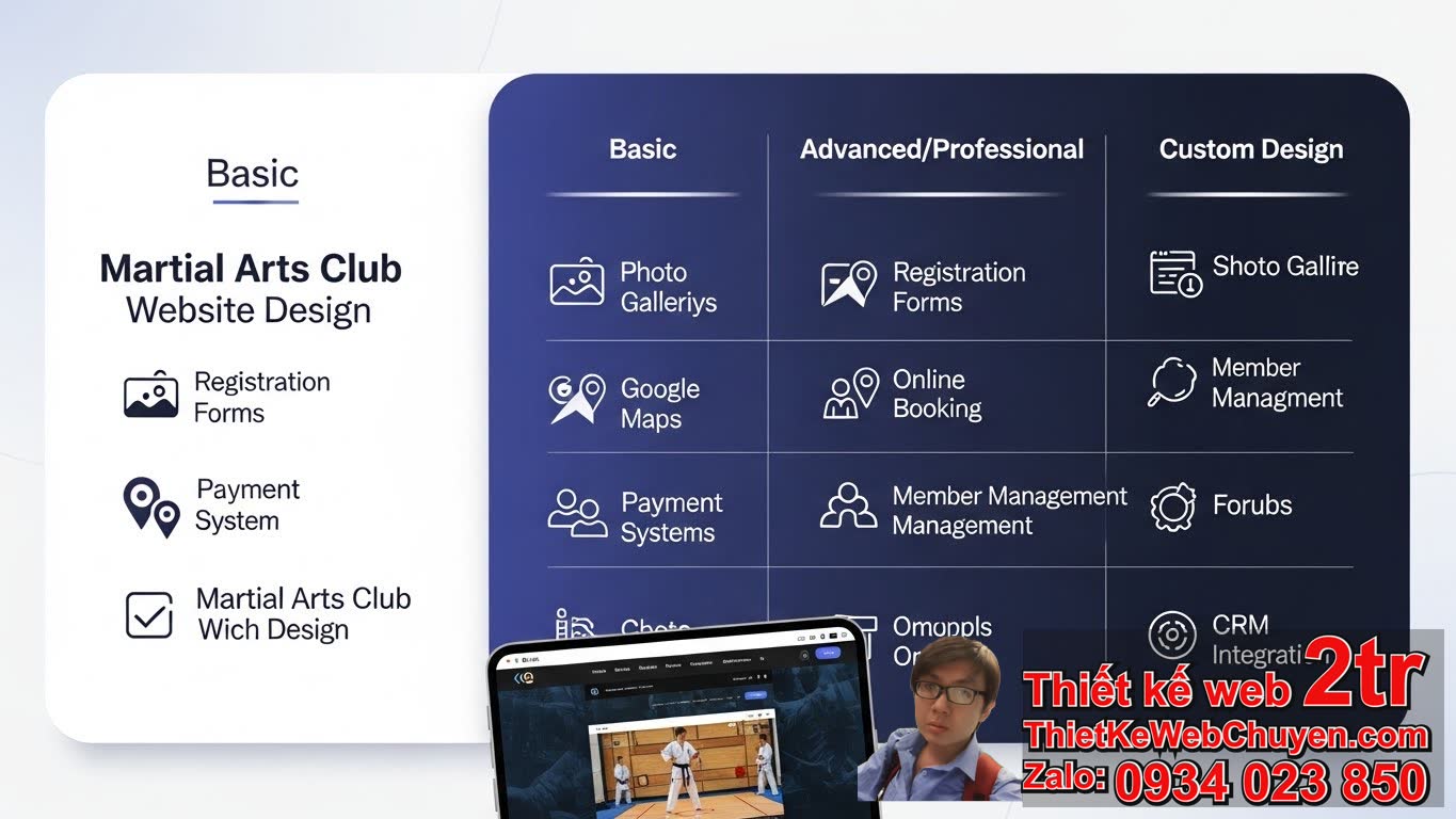Bảng Giá Tham Khảo: Thiết Kế Web CLB Võ Thuật Bao Nhiên Tiền?