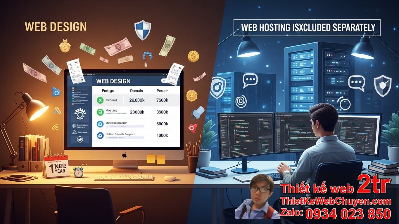 Bảng giá thiết kế web đã bao gồm hosting chưa? Tùy thuộc vào gói dịch vụ
