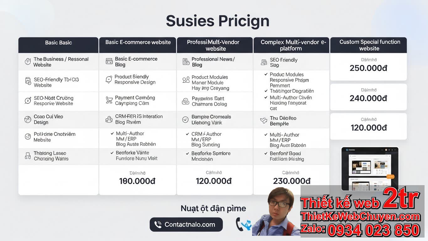 Bảng giá thiết kế website là bao nhiêu?