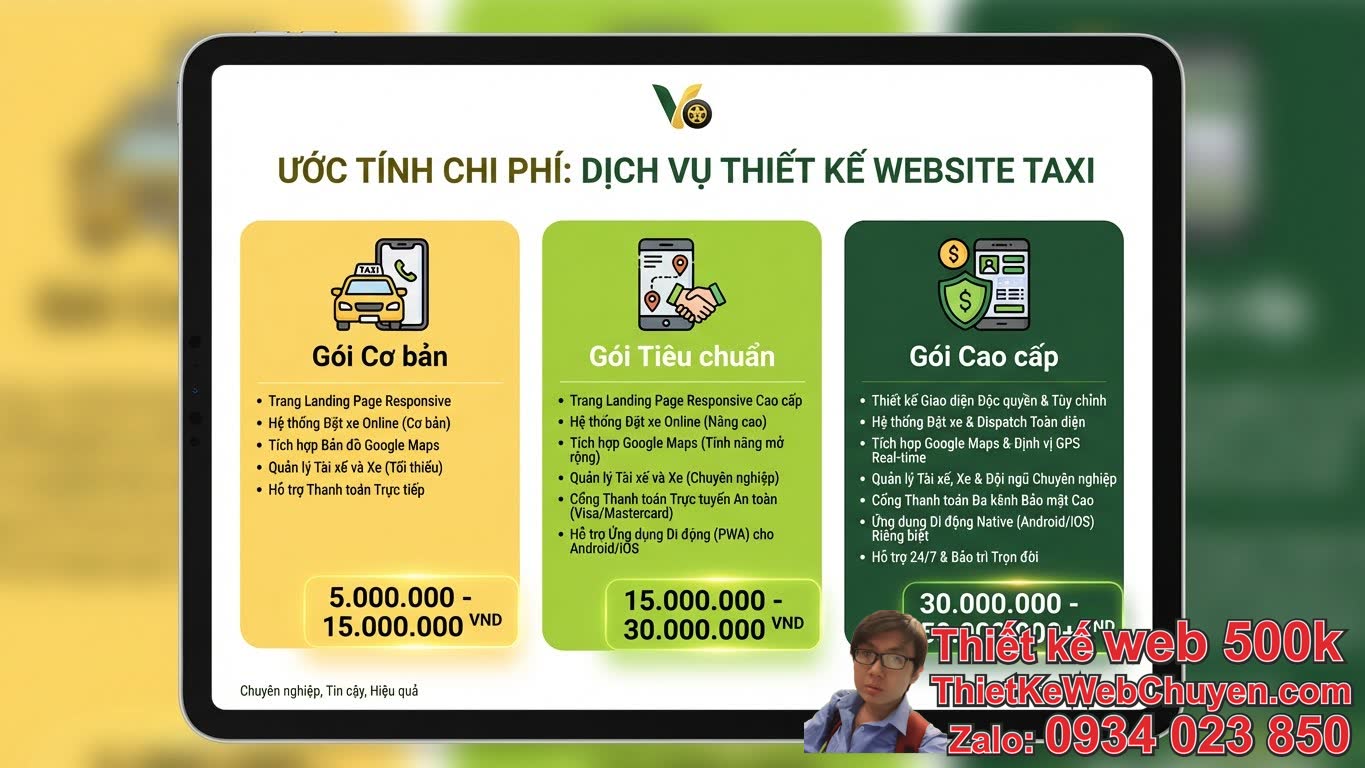 Bảng ước tính chi phí thiết kế website taxi theo gói dịch vụ Bảng ước tính chi phí thiết kế website taxi theo gói dịch vụ