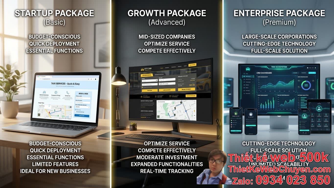 Các gói chi phí thiết kế website taxi phổ biến trên thị trường Các gói chi phí thiết kế website taxi phổ biến trên thị trường
