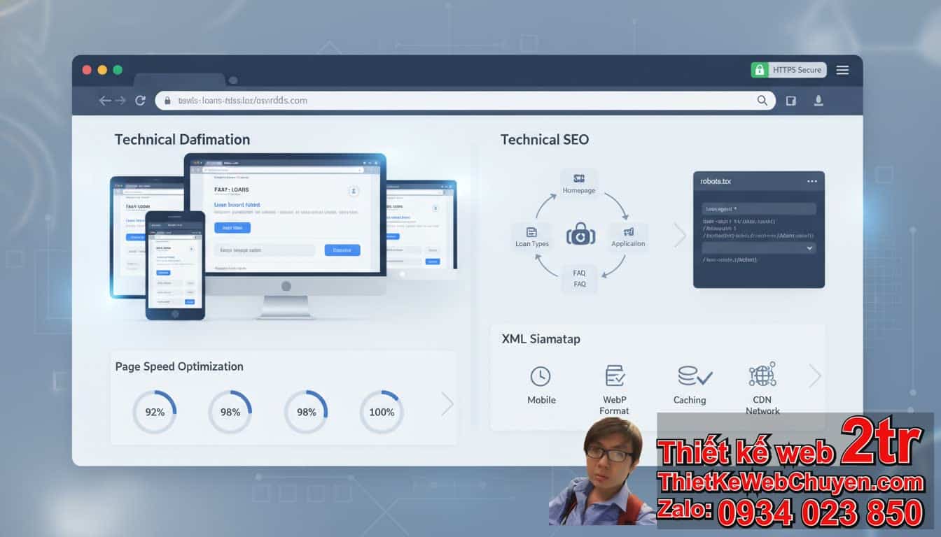Cách đưa trang web Dịch vụ cho vay tiền lên Google Bước 1: Tối ưu hóa Kỹ thuật
(Technical SEO) – Nền tảng vững chắc cho thứ hạng website cho vay tiền