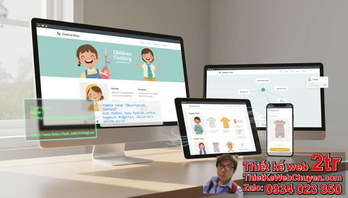 Cách đưa trang web shop đồ trẻ em kid lên Google: Bắt đầu từ tối ưu kỹ thuật