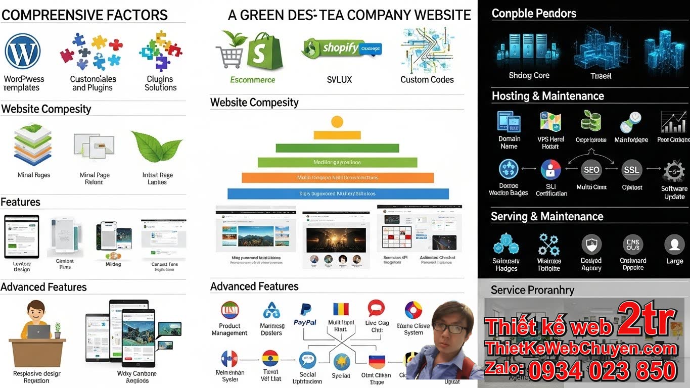 Chi phí thiết kế web công ty trà xanh bao nhiêu tiền phụ thuộc vào những yếu tố
nào?