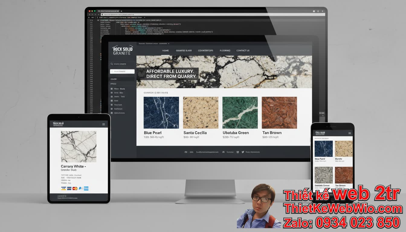 Hướng dẫn thiết kế web cửa hàng bán đá granite giá rẻ tối ưu
